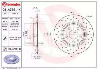 Тормозной диск BREMBO 08.A759.1X